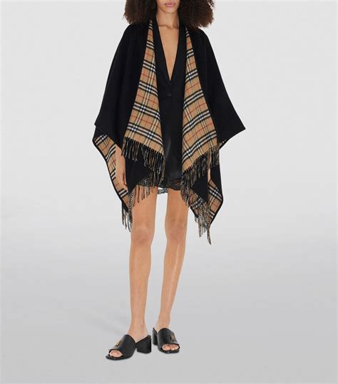 burberry black bella short cape|burberry check cape.